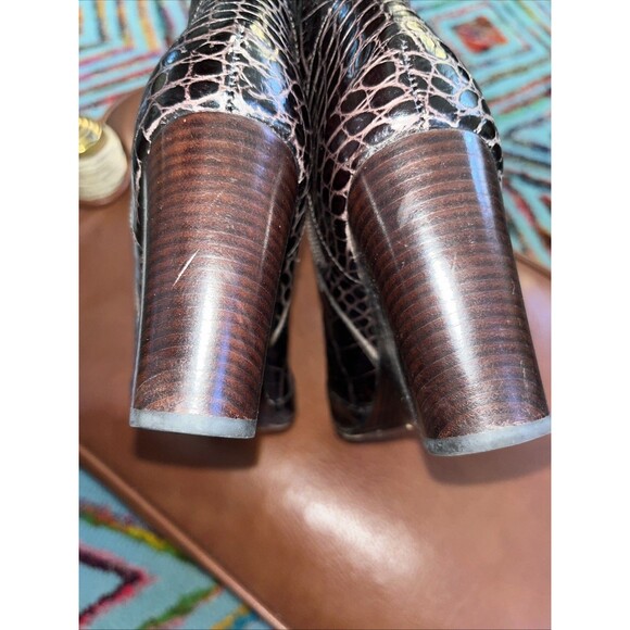 J Vincent Leather Hidden Wedge Brown Grunge,Goth Knee High Boots SZ 6M - Picture 13 of 15